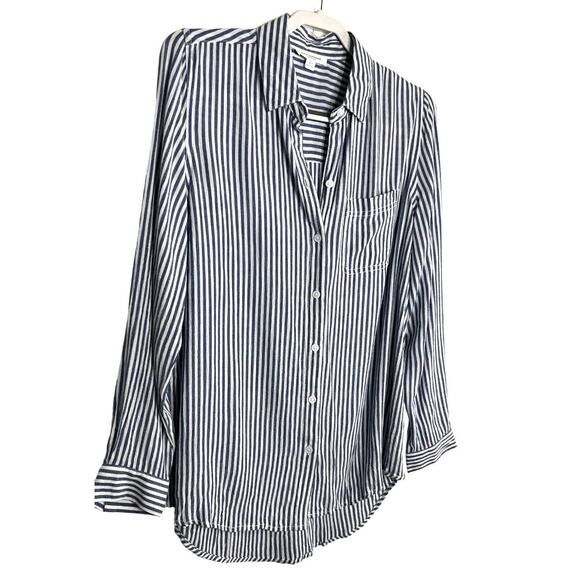 Beach Lunch Lounge Blue & White Striped Shirt Blouse S/P - Picture 2 of 11